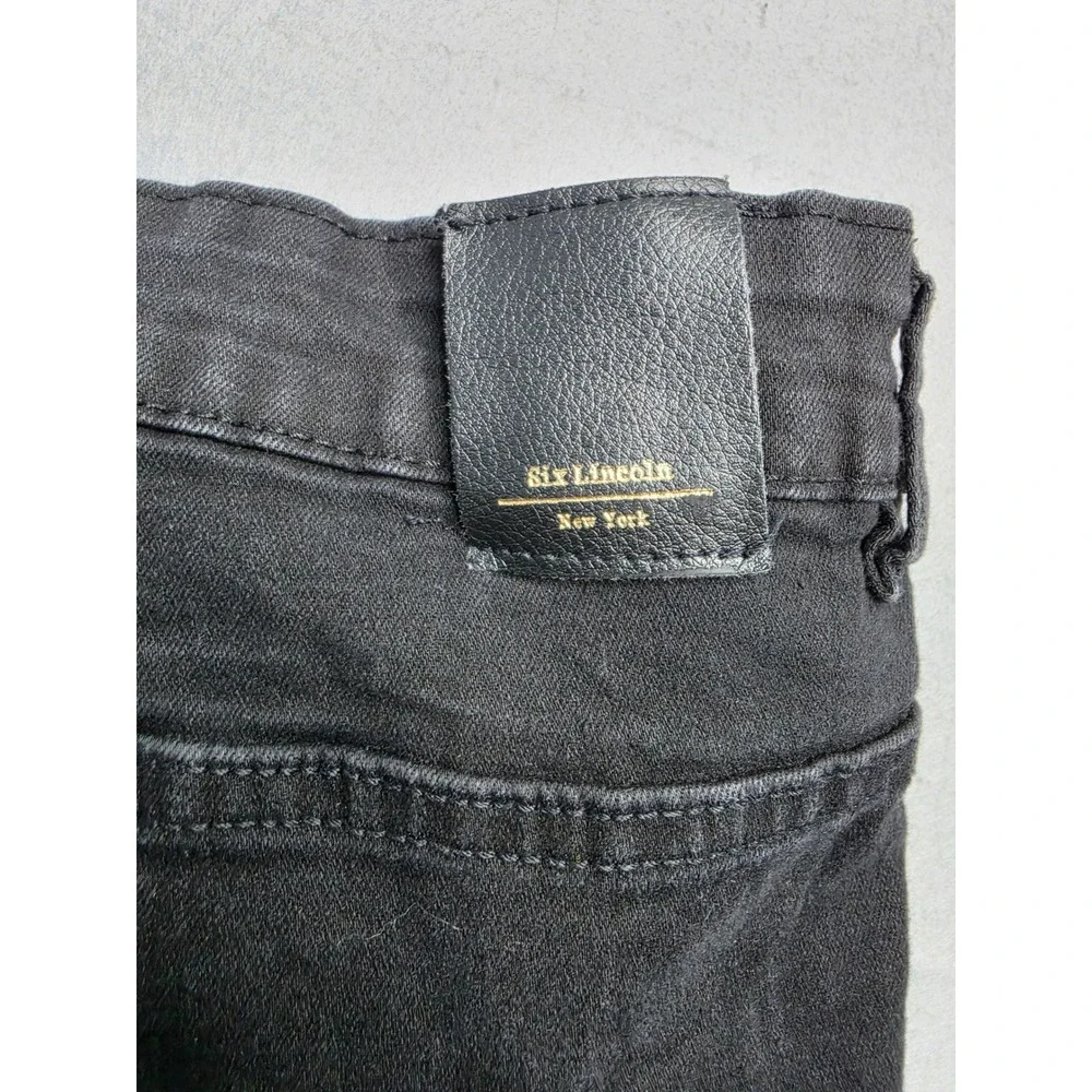 Six Lincoln New York Jeans Men's 46x30 Black Denim Stretch Slim Fit Straight Leg